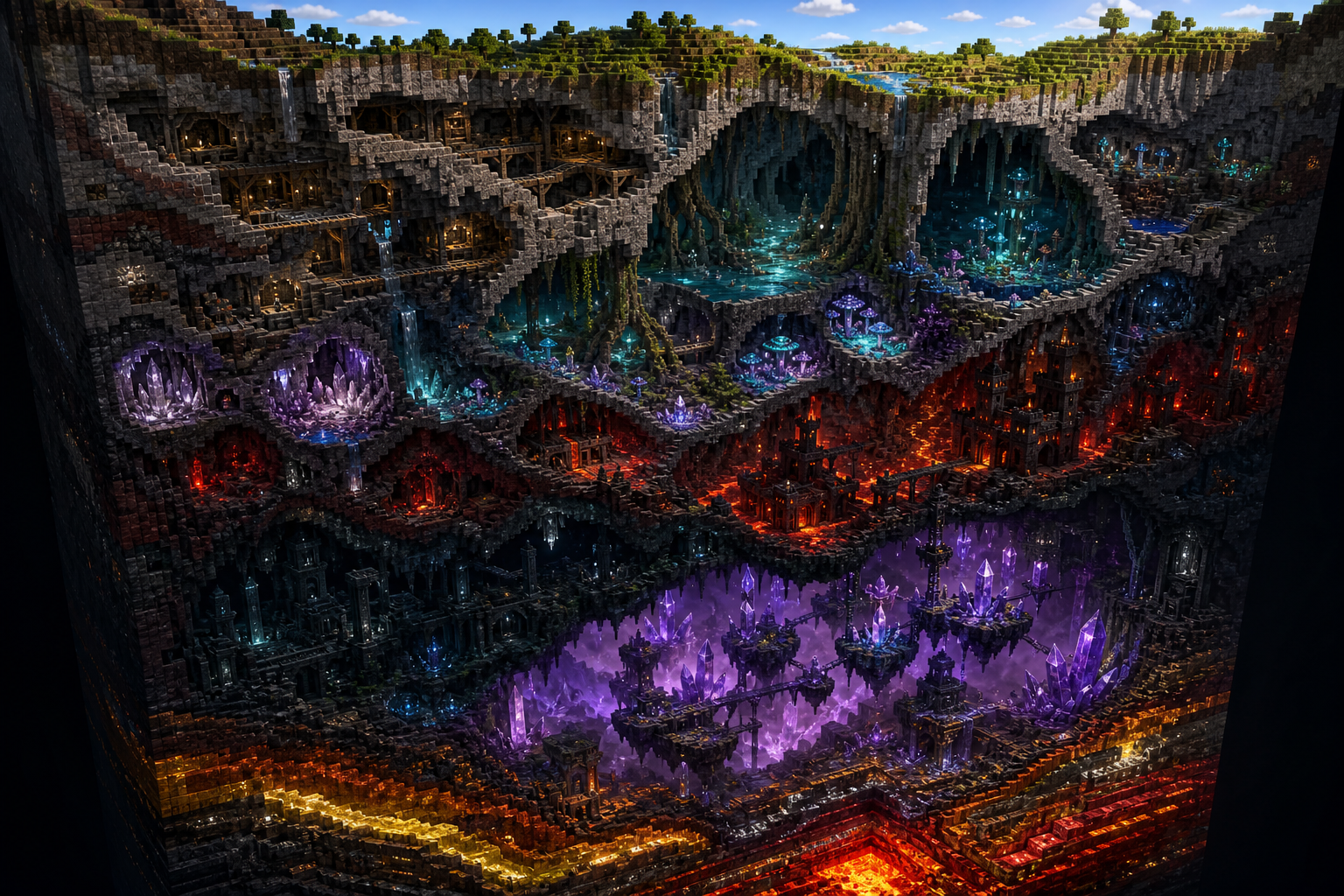 Corte 3D voxel de las regiones subterráneas de Boserhaft 1.17
